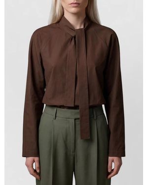 Lemaire Cotton Blend Long-Sleeve Blouse - Brown