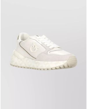 Pinko Leather Trainers Raised Sole - White