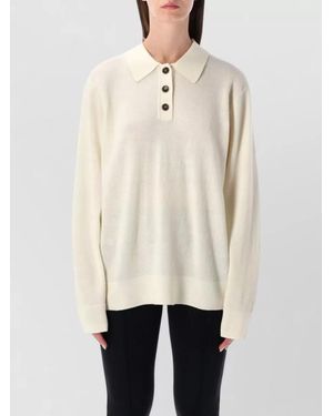 THE GARMENT Como Knit Polo Shirt Ribbed Cuffs Hem - Natural