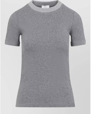 Peserico Rib Knit Fitted T Shirt Short Sleeves - Grey