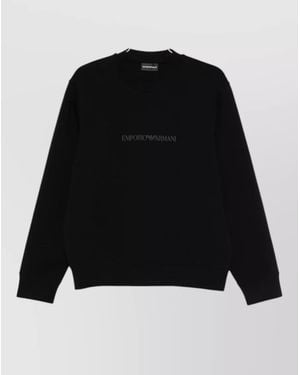 Emporio Armani Logo Cotton Crew Neck Sweatshirt - Black