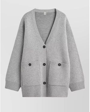 TOTEME Cashmere Merino Long Cardigan V Neckline - Grey