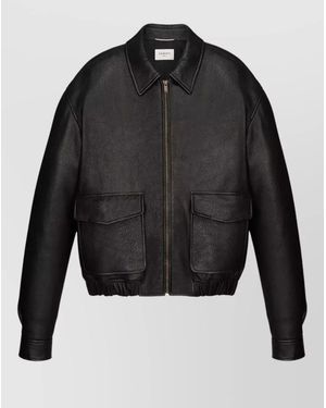 Saint Laurent Leather Short Jacket - Black