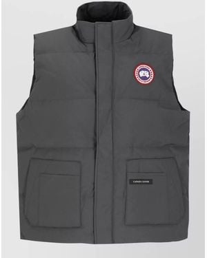 Canada Goose Padded Sleeveless Coat High Neck Pockets - Gray
