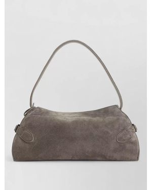 Ralph Lauren Suede Shoulder Bag Adjustable Strap Design - Gray