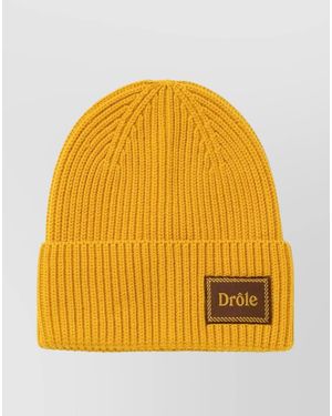 Drole de Monsieur Ribbed Merino Wool Knit Beanie - Yellow