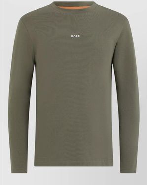 BOSS Long Sleeve Cotton Stretch Shirt - Green