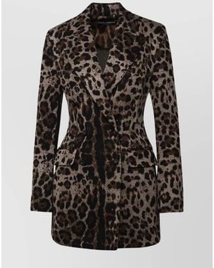 Dolce & Gabbana Leopard-Print Double-Breasted Blazer - Black