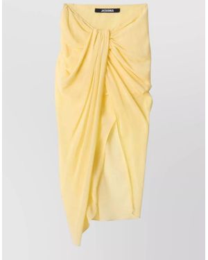 Jacquemus Mid Length Pareo Skirt High Slit - Yellow