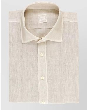 120% Lino Linen Shirt Breathable Material Tailored Silhouette - Natural
