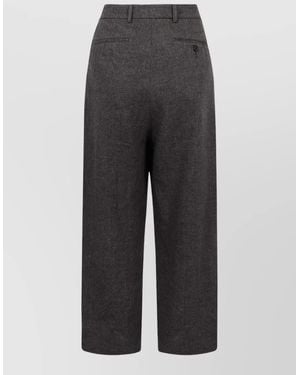 R13 Linen Wool Wide-Leg Cropped Pants - Gray
