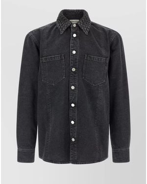 NAMACHEKO Braided Long Sleeve Shirt With Quilted Collar - Black