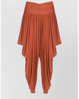 Balmain Pleated Fluid Jersey Tapered Trousers - Orange
