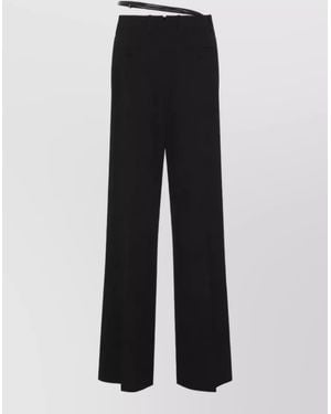Tom Ford Virgin Wool Wide-Leg Tailored Trousers - Black