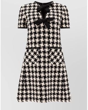 Valentino Bow Trim Textured Fabric Dress - Multicolor