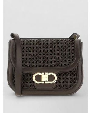 Ferragamo Shoulder Bag Adjustable Strap Tone Hardware - Black