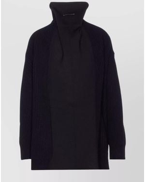 MM6 by Maison Margiela Wool Blend Ribbed Oversized Zip Cardigan Dress - Blue