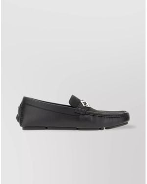 Fendi Leather And Fabric Driver Loafers - Multicolor