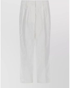 Michael Kors Tailored Trousers Pleats Belt Loops Pockets - White