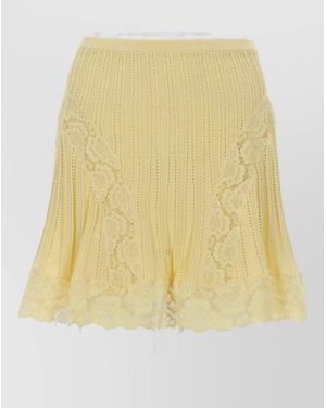 Self-Portrait Pointelle Knit Mini Skirt - Yellow