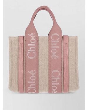 Chloé Beach Bag Textured Finish Adjustable Strap - Pink