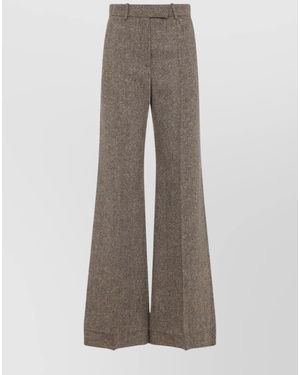 Valentino High-Rise Flared Wool Trousers - Grey