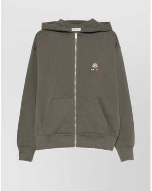 Bally Hooded Long Sleeve Jumper Front Pouch Pocket - Green