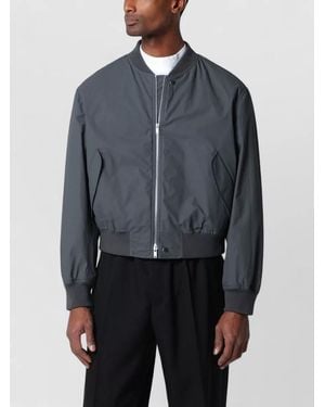 Jil Sander Cotton Zip Up Bomber Jacket - Blue