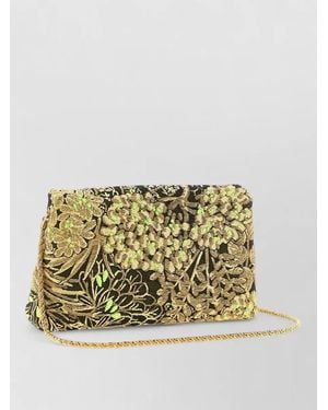 Dries Van Noten Jacquard Floral-Print Envelope Clutch Bag - Metallic