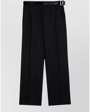 Prada Belted Waist Trousers Wide Leg Design - Black