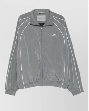 Balenciaga Cotton Blend Sweatshirt Jacket High Neck - Grey