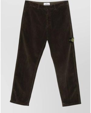 Stone Island Straight Leg Corduroy Trousers Patch Pocket - Black
