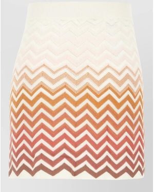 Missoni Knit Cotton Blend Skirt Chevron Waistband - Pink