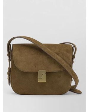 Soeur Bellissima Mini Suede Crossbody Bag Buckle - Green