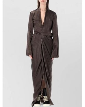 Rick Owens Cupro Draped Wrap Maxi Dress - Grey