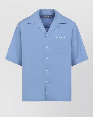 Marni Cotton Boxy-Fit Cuban-Collar Short-Sleeve Shirt - Blue