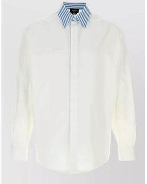Fendi Poplin Shirt Button Down Collar Long Sleeves - White