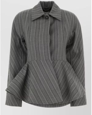 Stella McCartney Wool Blazer Peplum Design Striped Tailoring - Grey