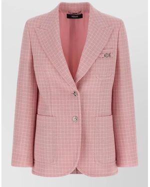 Versace Checked Wool Blazer - Pink
