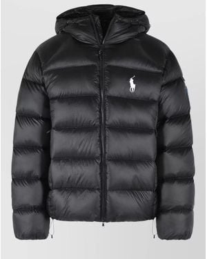 Polo Ralph Lauren Nylon Bomber Jacket Hood And Drawstring Hem - Black