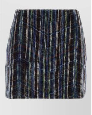 Missoni Wool Blend Mini Skirt High Waist Striped - Black