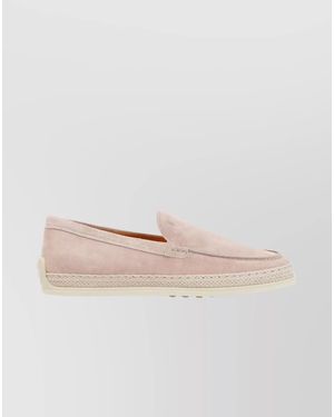 Tod's Suede Leather Loafers - White