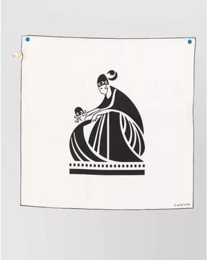 Lanvin Silk Logo Print Scarf - Natural