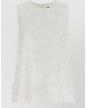 P.A.R.O.S.H. Cubo26 Blouse Sleeveless Round Neck Embroidery - White