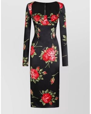 Dolce & Gabbana Sheath Dress Rose Bouquet Print Design - Multicolor