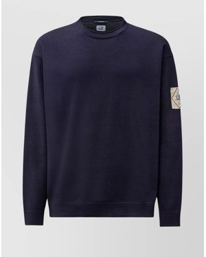 C.P. Company Ribbed Crewneck Sweater Long Sleeves - Blue
