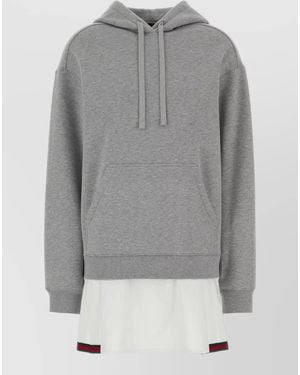 Gucci Cotton Hooded Sweatshirt Dress Layered Design - Grey