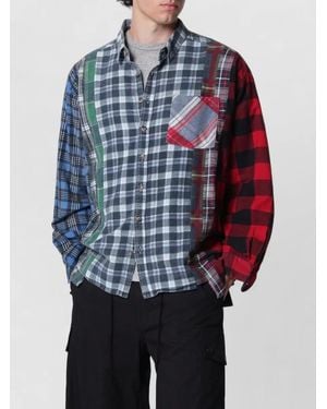 Needles Shirt Button Down Collar Long Sleeves Pocket - Blue