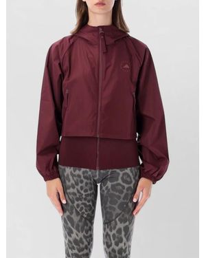adidas By Stella McCartney Cropped Hooded Jacket Track Style Pockets - Red
