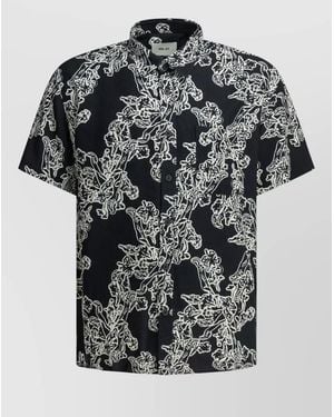 NN07 Deon Short Sleeve Shirt Chest Pocket Floral - Black